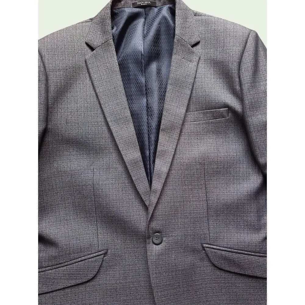 Dan-Hol Slim Fit Gray 2 Piece Suit Mens L 34x30 One Button Career Wedding